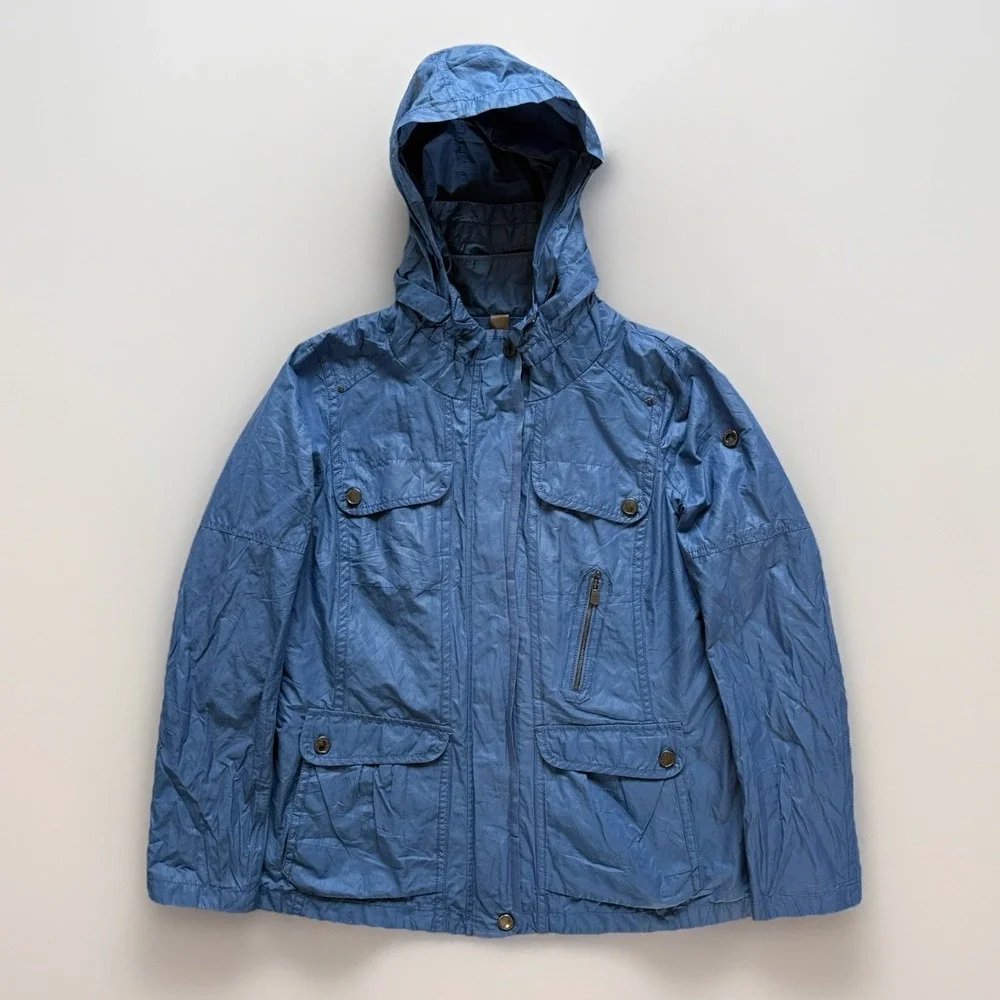 Reset Fifty Seven Blue Hooded Utility Jacket Coat Women L Field Outdoor Gorpcore